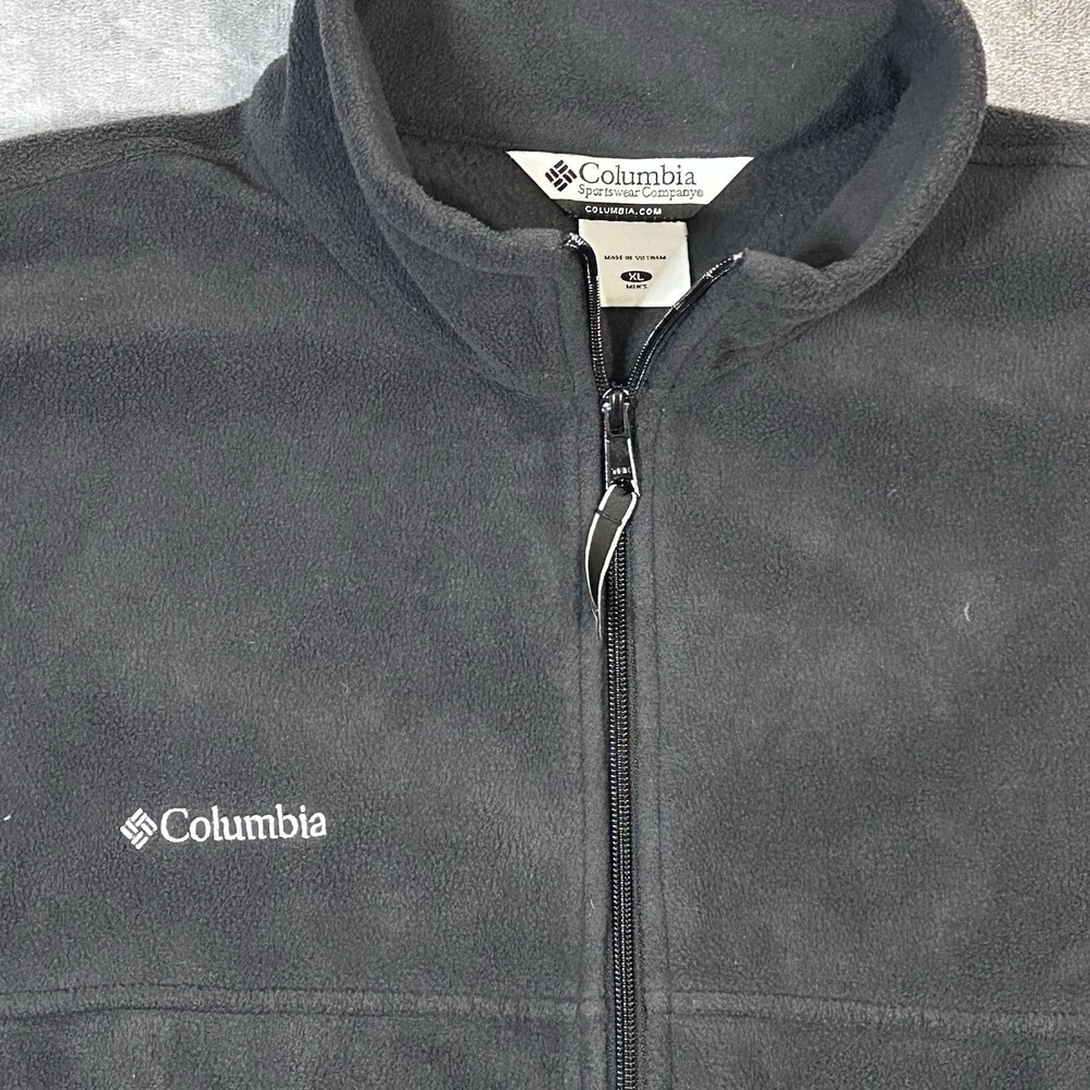 Columbia Men's XL Full Zip Fleece Jacket Black Soft Warm Outdoor Layer WM6113 - Picture 3 of 11